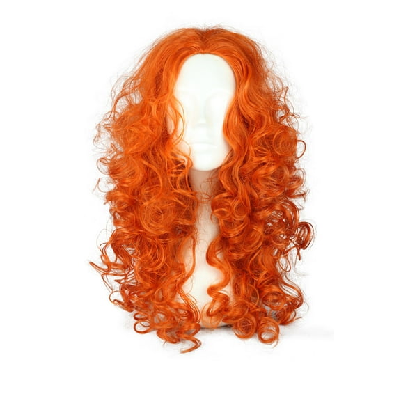 Unique Bargains Christmas Wigs for Women 22" Orange Curly Wig with Wig Cap