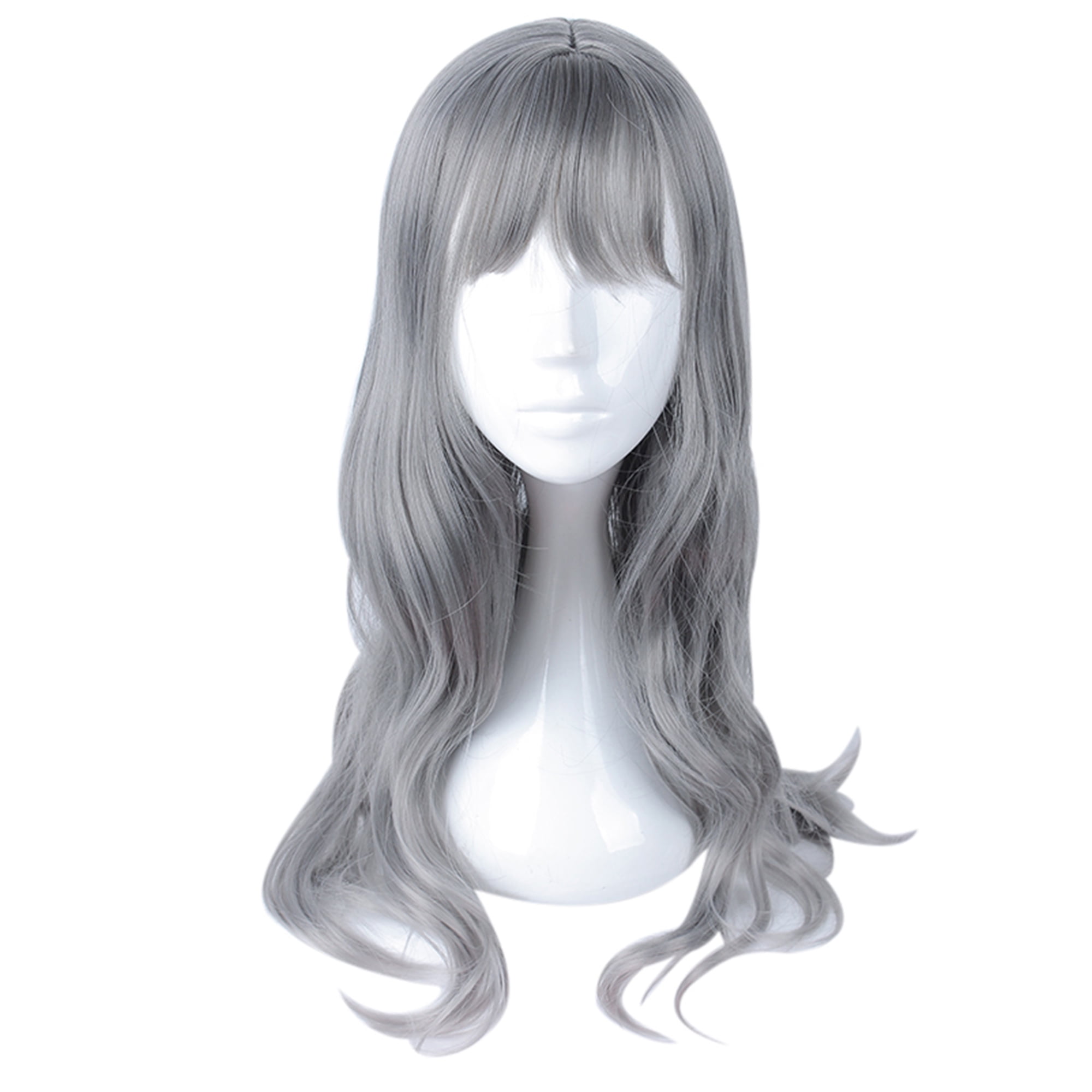 Unique Bargains Wigs for Women 26" Gray Curly Wig with Wig Cap Long