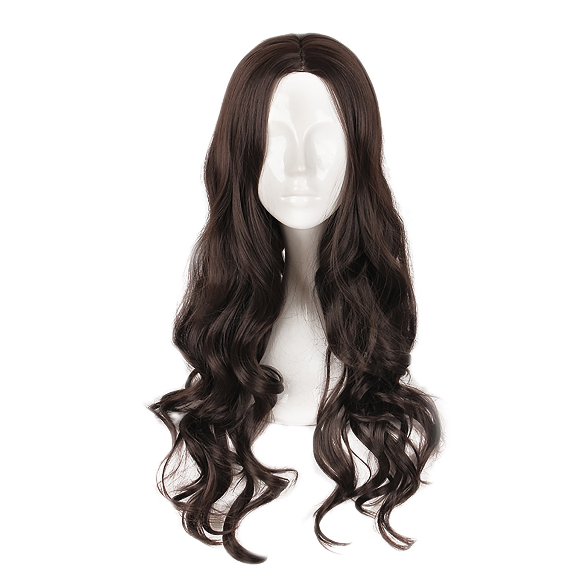 Unique Bargains Wigs for Women 28" Deep Brown Curly Wig with Wig Cap