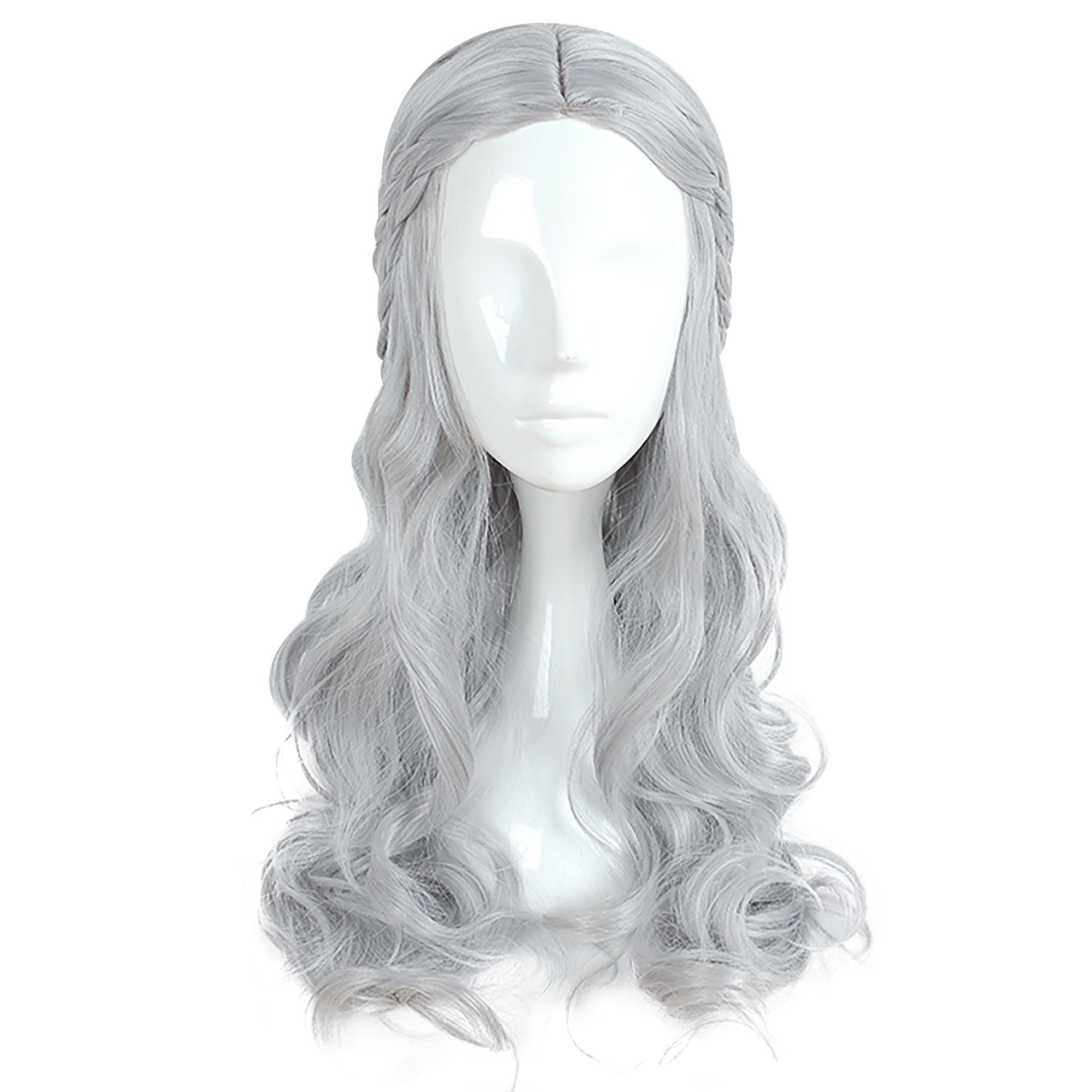 Unique Bargains Wigs for Women 28" Gray Curly Wig with Wig Cap Long