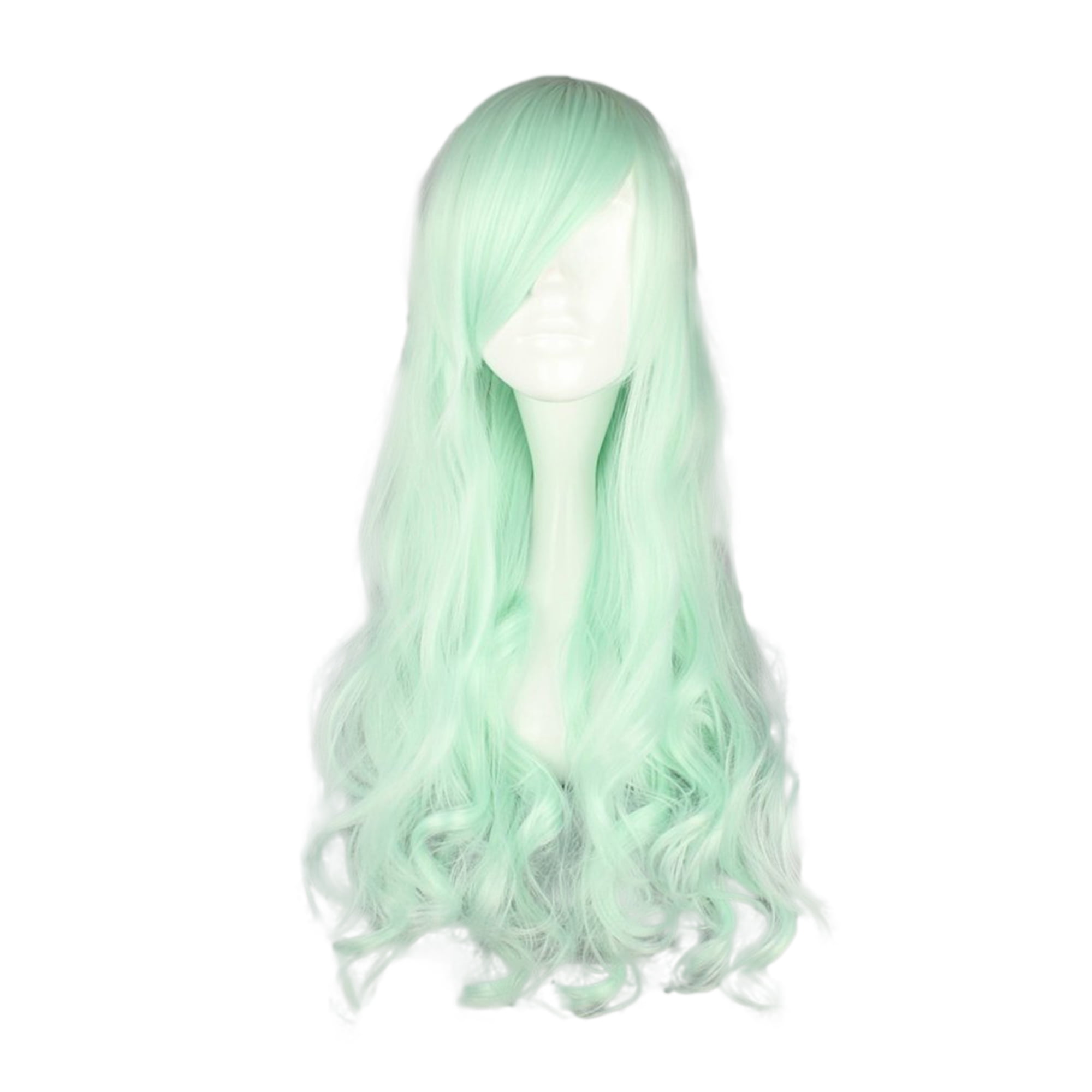 Unique Bargains Wigs for Women 28" Green Curly Wig with Wig Cap Long