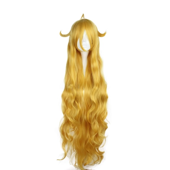 Unique Bargains Wigs for Women 47" Yellow Curly Wig with Wig Cap