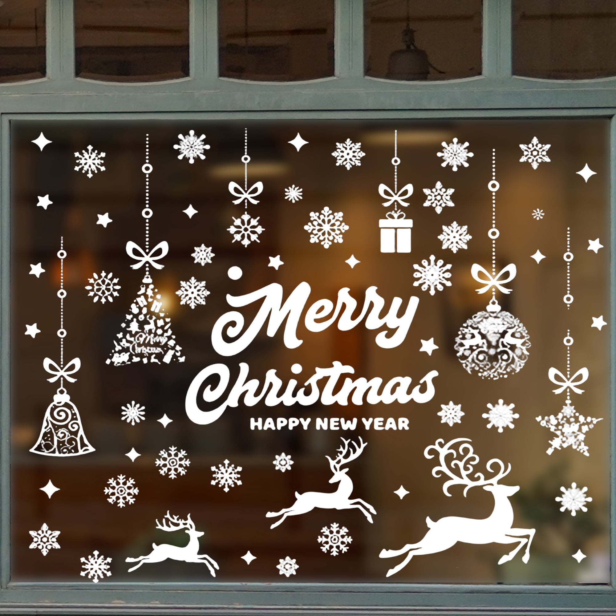 Unique Bargains Window Clings Party Supplies for Holiday White Christmas Ornament