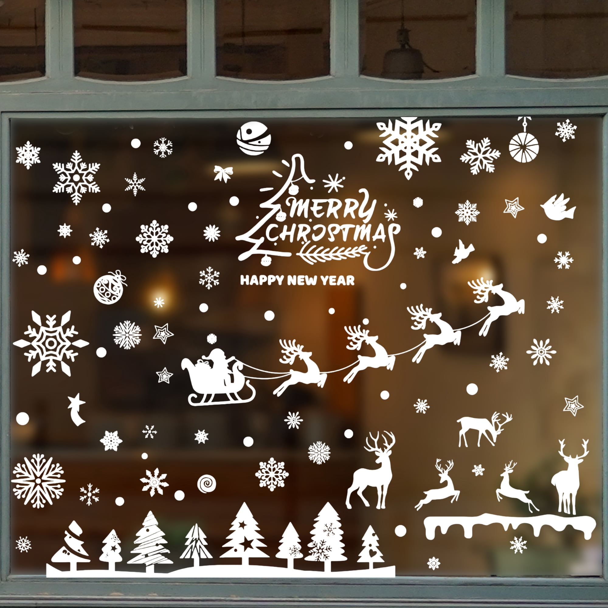 Unique Bargains Window Clings Party Supplies for Holiday White Pendant Christmas Tree