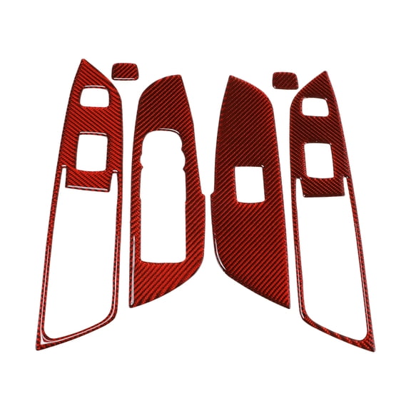 Unique Bargains Window Lift Switch Panel Trim Cover for Chevrolet Blazer 2019-2025 Front Rear Car Door Window Control Button Interior Accessories Carbon Fiber Red