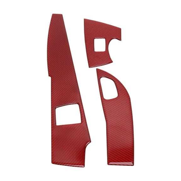 Unique Bargains Window Lift Switch Panel Trim Cover for Chevrolet Corvette C7 Z06 2014-2019 Front Rear Car Door Window Control Button Sticker Carbon Fiber Red