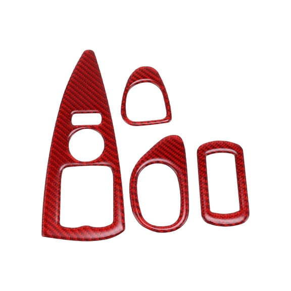 Unique Bargains Window Lift Switch Panel Trim Cover for Corvette C6 2005-2013 Front Left Right Car Door Window Control Button Sticker Carbon Fiber Red