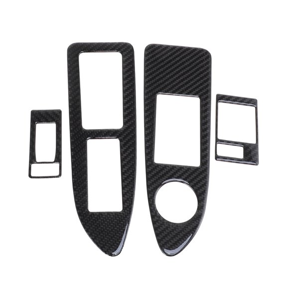 Unique Bargains Window Lift Switch Panel Trim Cover for Dodge Challenger 2008-2014 Front Left Right Car Door Window Control Button Sticker Carbon Fiber Black