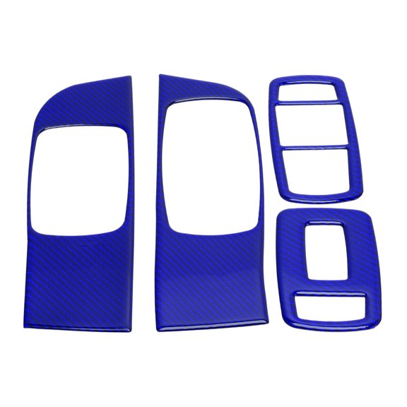 Unique Bargains Window Lift Switch Panel Trim Cover for Dodge Challenger 2015-2023 Front Left Right Car Door Window Control Button Sticker Carbon Fiber Dark Blue