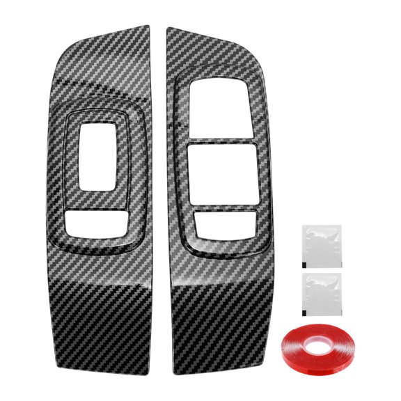 Unique Bargains Window Lift Switch Panel Trim Cover for Dodge Challenger 2015-2024 Front Left Right Car Door Window Control Button Sticker Carbon Fiber Black