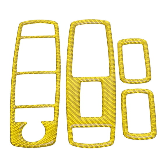 Unique Bargains Window Lift Switch Panel Trim Cover for Dodge for Ram 1500 2009-2012 Front Rear Car Door Window Control Button Sticker Carbon Fiber Yellow
