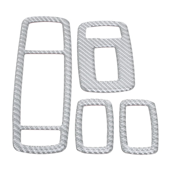 Unique Bargains Window Lift Switch Panel Trim Cover for Dodge for Ram 1500-2023 Front Rear Car Door Window Control Button Sticker Carbon Fiber Silver Tone