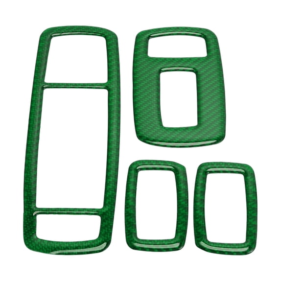 Unique Bargains Window Lift Switch Panel Trim Cover for Dodge for Ram 1500 2500 3500 2019-2023 Front Rear Car Door Window Control Button Sticker Carbon Fiber Green