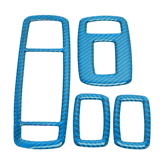 Unique Bargains Window Lift Switch Panel Trim Cover for Dodge for Ram 1500 2500 3500 2019-2023 Front Rear Car Door Window Control Button Sticker Carbon Fiber Blue
