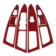 Unique Bargains Window Lift Switch Panel Trim Cover for Ford Fusion 2013-2019 Front Rear Car Door Window Control Button Interior Accessories Carbon Fiber Red