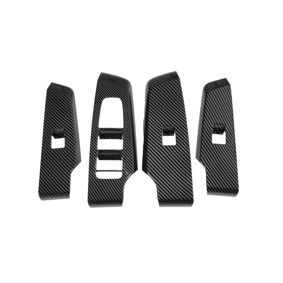 Unique Bargains Window Lift Switch Panel Trim Cover for Mitsubishi Outlander 22-25 Front Rear Car Door Window Control Button Interior Accessories Carbon Fiber Black