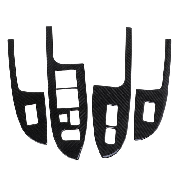 Unique Bargains Window Lift Switch Panel Trim Cover for Honda Accord 2003-2007 Front Rear Car Door Window Control Button Sticker Carbon Fiber Black