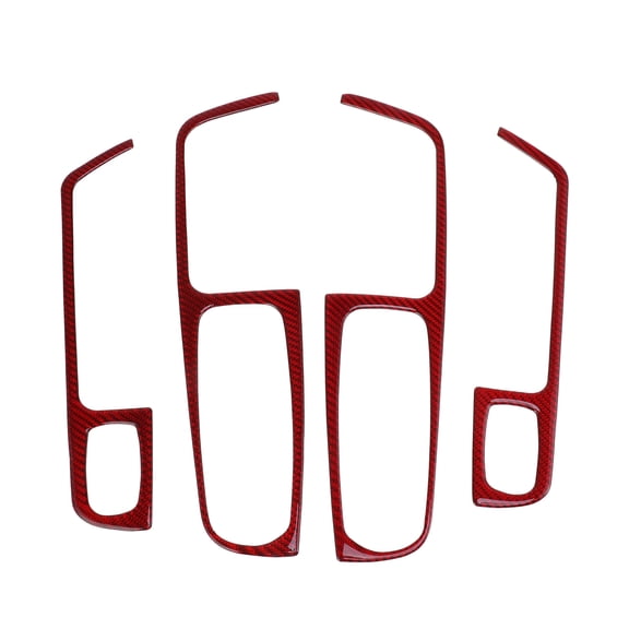 Unique Bargains Window Lift Switch Panel Trim Cover for Porsche Macan 2014-2021 Front Rear Car Door Window Control Button Sticker Carbon Fiber Red