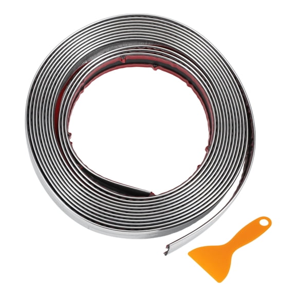 Unique Bargains Window Trim Strip Kit Exterior Car Bumper Door Body Self Adhesive Scratch-Proof Decorative Sticker 16.4ft x 0.98" Silver Tone 1 Set