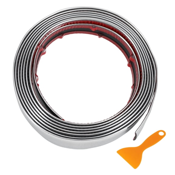 Unique Bargains Window Trim Strip Kit Exterior Car Bumper Door Body Self Adhesive Scratch-Proof Decorative Sticker 9.8ft x 1.18" Silver Tone 1 Set