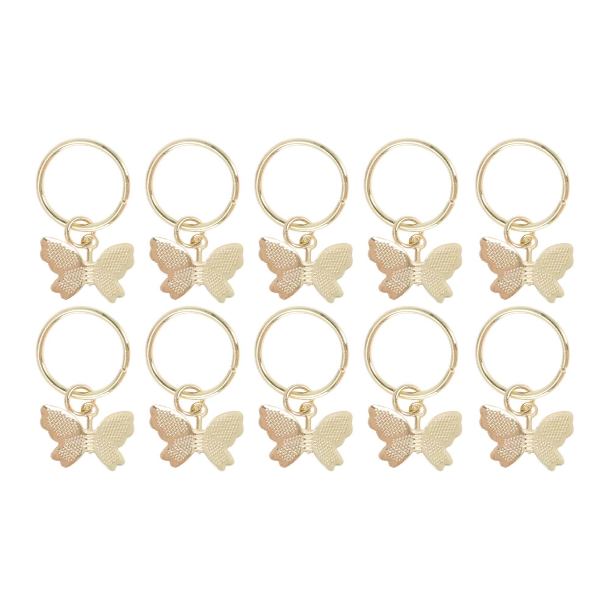 Unique Bargains Wings Hair Ring Pendants 10 Pcs [Metallic Butterfly]