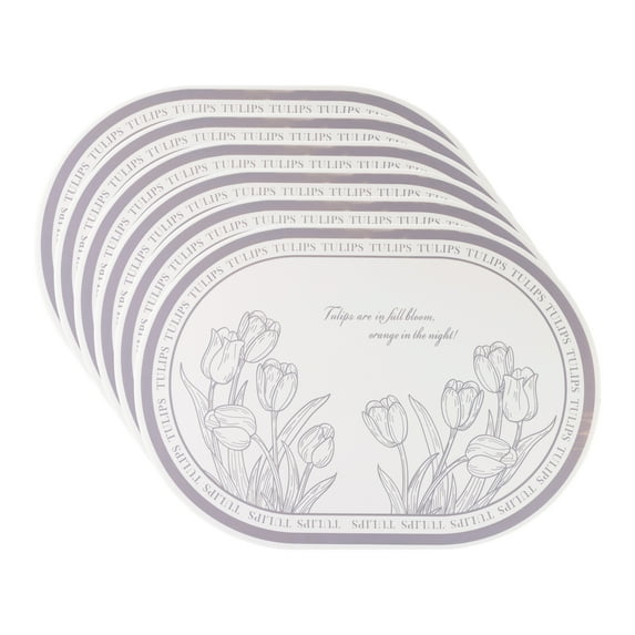 Unique Bargains Wipeable Set of 6 Leather Placemats for Dining Table Decor Light Gray