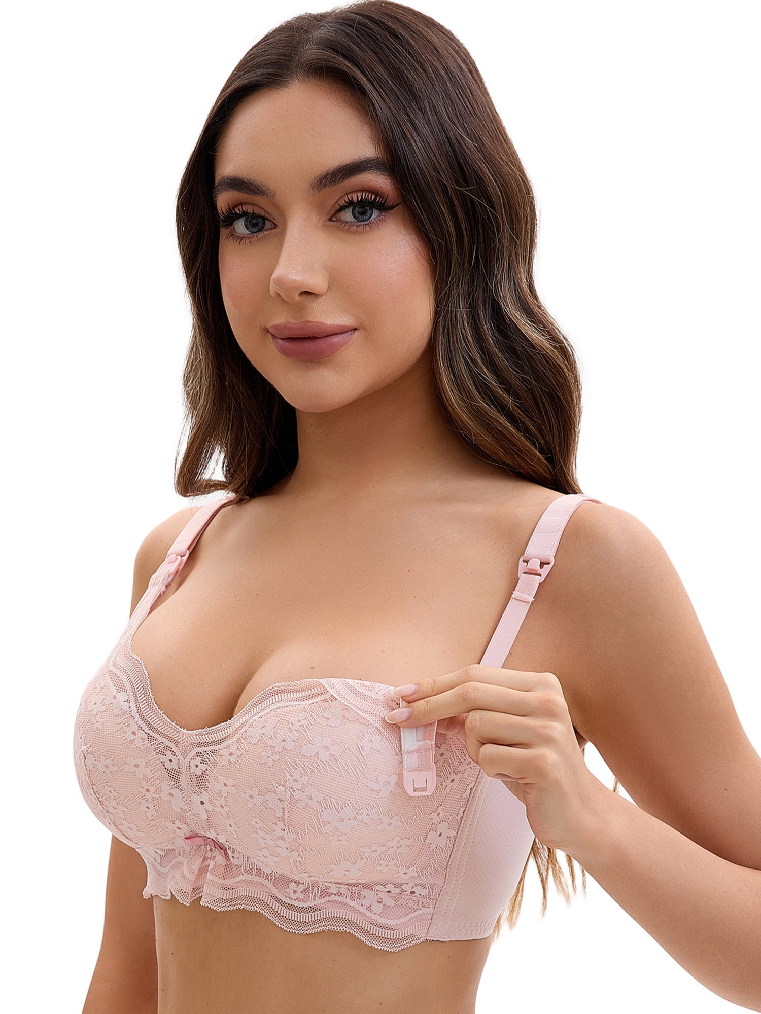 Unique Bargains Wirefree Maternity Bralette Nursing Bra C 40 Light Pink