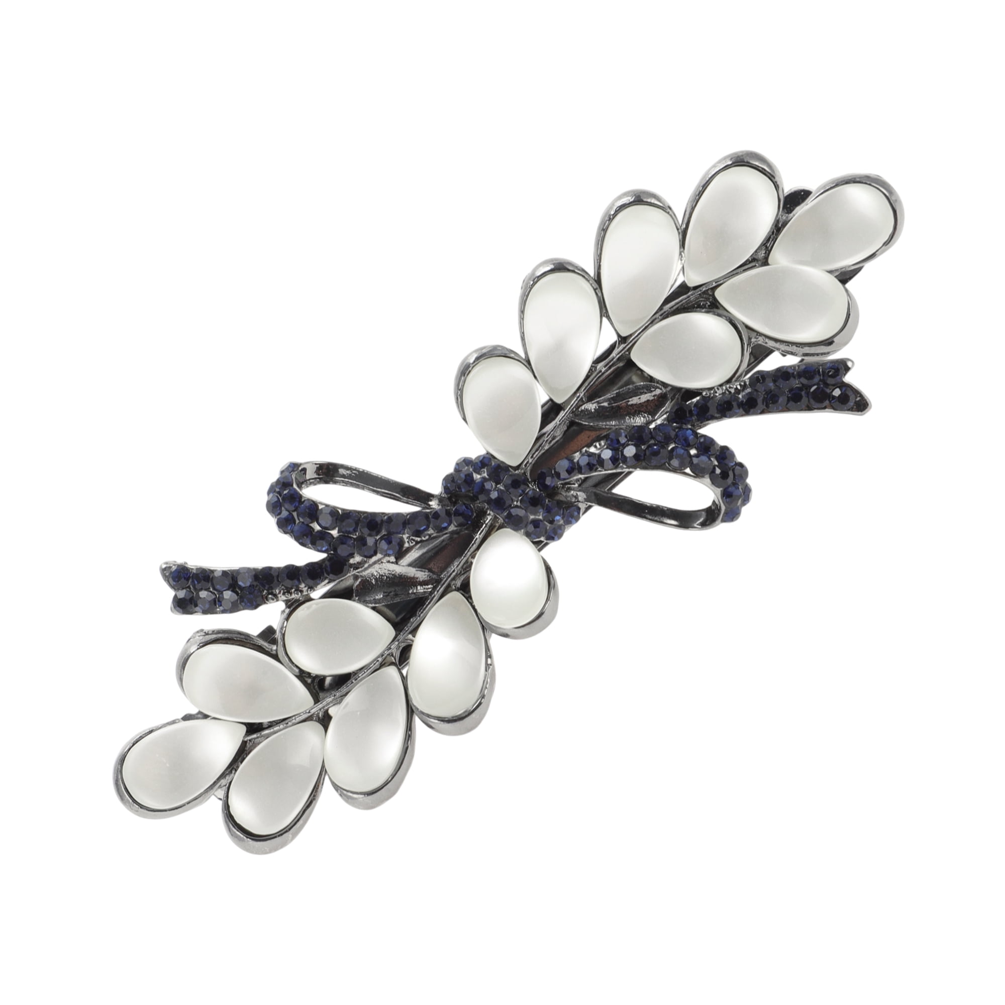 Unique Bargains Wisteria Flowers French Barrette Hair Clips Black White