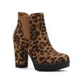 thumbnail image 1 of DARING DIVA Chunky High Heel Platform Zipper Chelsea Boots Leopard 7, 1 of 7