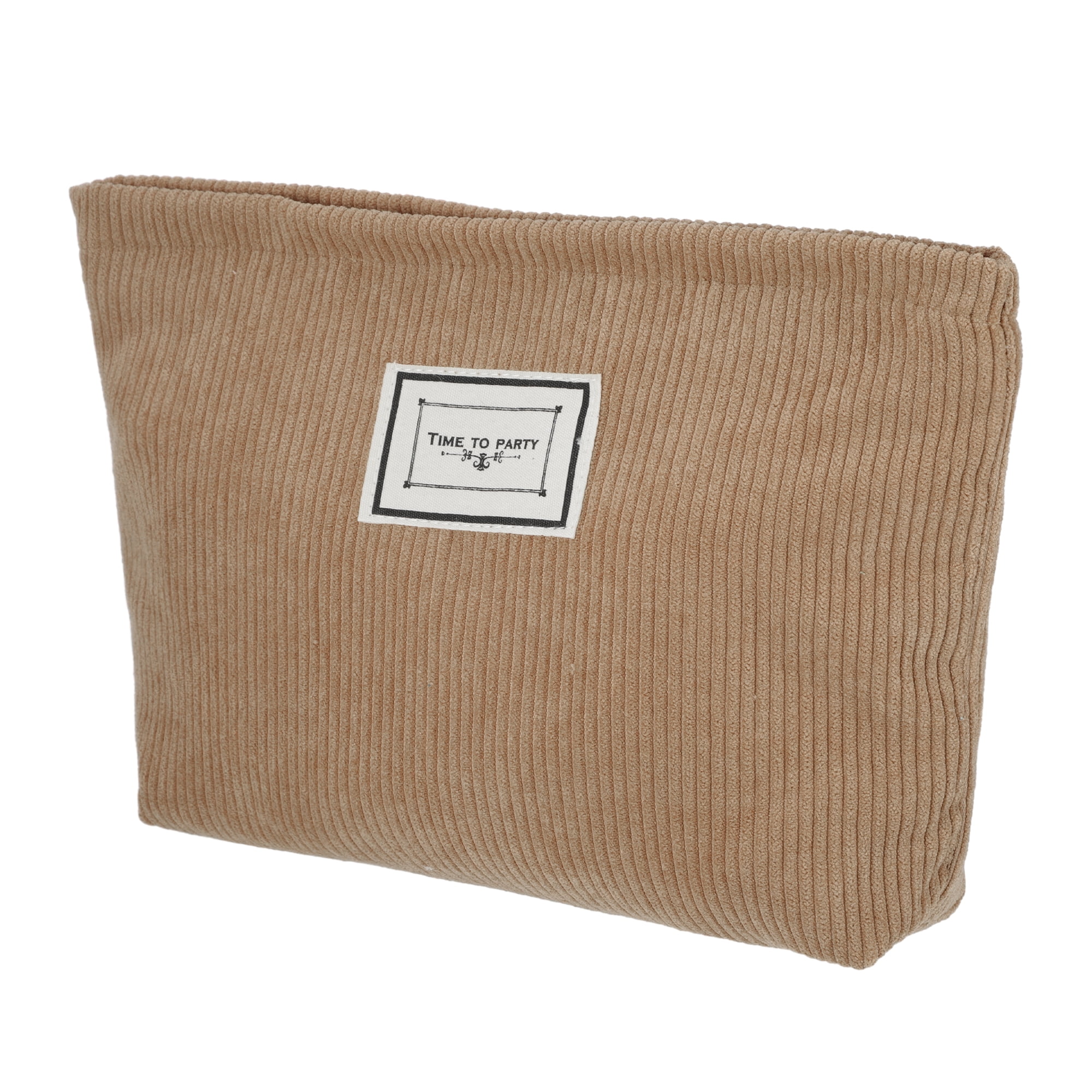 Unique Bargains Women Corduroy Makeup Bags Corduroy Cosmetic Bag Zipper Makeup Pouch Brown