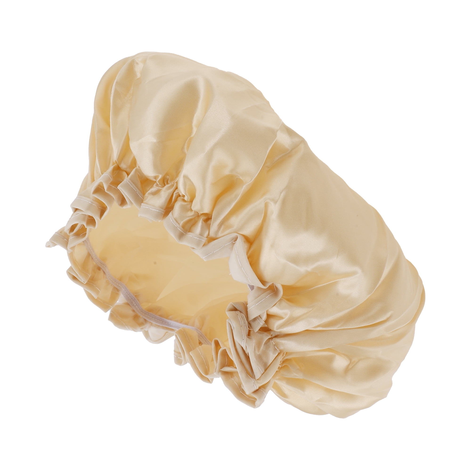Unique Bargains Women Double Layer Shower Cap 1 Pc Champagne