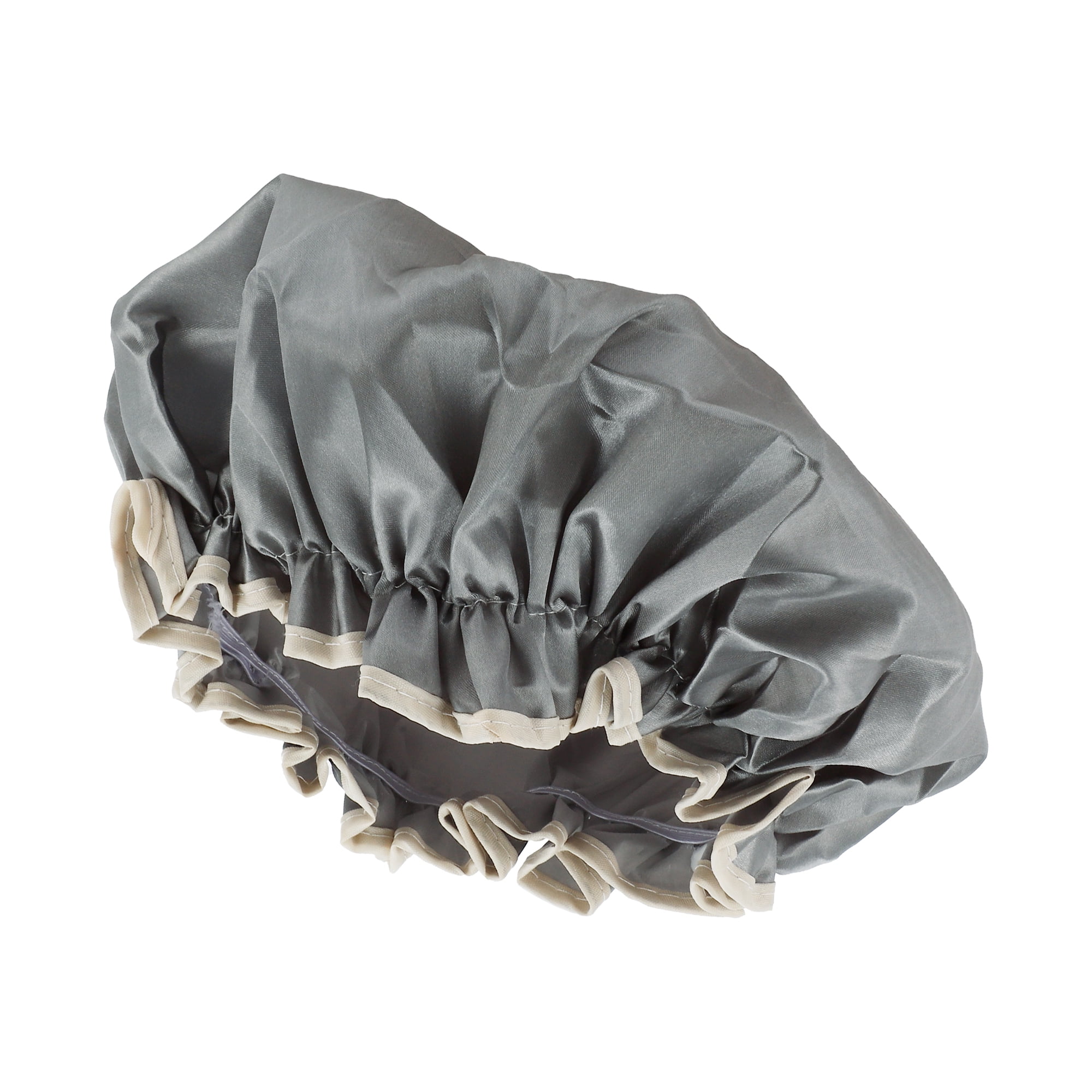 Unique Bargains Women Double Layer Shower Cap 1 Pc Gray