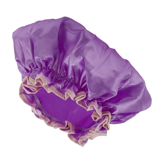 Unique Bargains Women Double Layer Shower Cap 1 Pc Purple