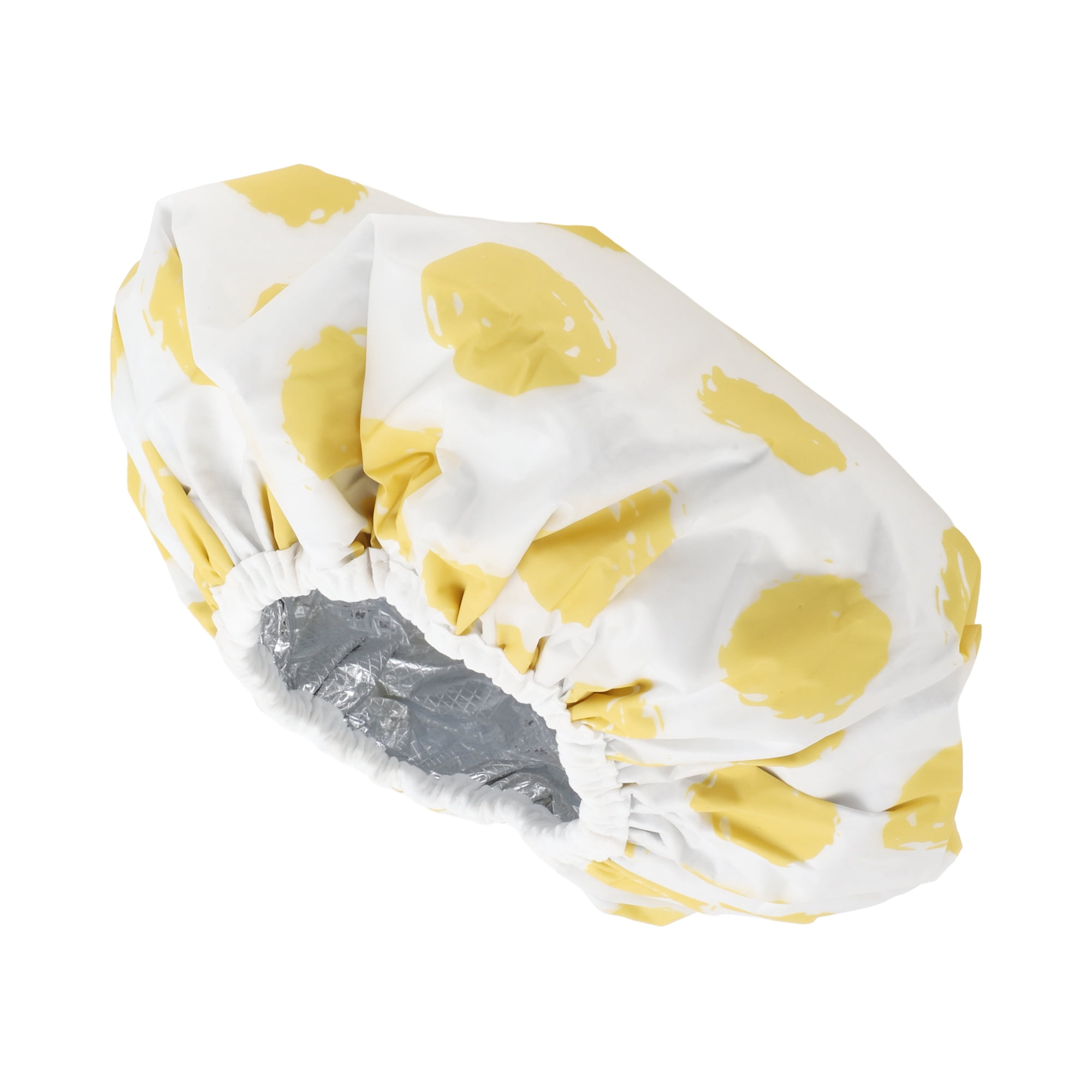 Unique Bargains Women Durable Dots Shower Cap Yellow 1 Pc