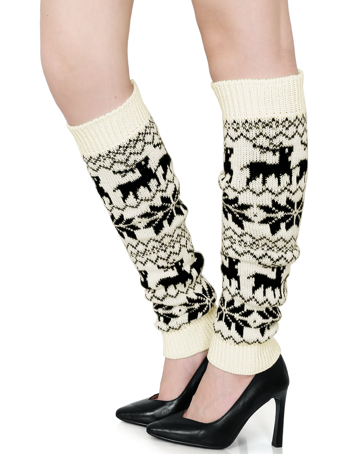 Unique Bargains Women Elastic Knit Toeless Long Sock Calf Warmer
