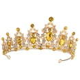 thumbnail image 1 of Unique Bargains Women Faux Crystal Queen Crowns Tiara Princess Rhinestone Tiaras Wedding Birthday Hair Accessories ["Crowns,Gold Tone Champagne"], 1 of 7