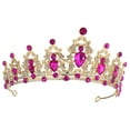 thumbnail image 1 of Unique Bargains Women Faux Crystal Queen Crowns Tiara Princess Rhinestone Tiaras Wedding Birthday Hair Accessories ["Crowns,Gold Tone Rose Red"], 1 of 7