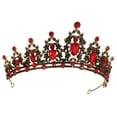 thumbnail image 1 of Unique Bargains Women Faux Crystal Queen Crowns Tiara Princess Rhinestone Tiaras Wedding Birthday Hair Accessories ["Crowns,Dark Gold Tone Red"], 1 of 7