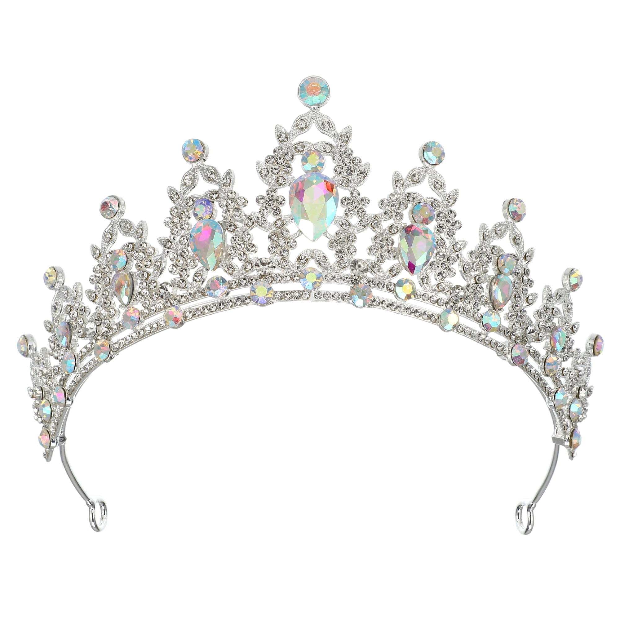 Unique Bargains Women Faux Crystal Queen Crowns Tiara Silver Tone Assorted Color