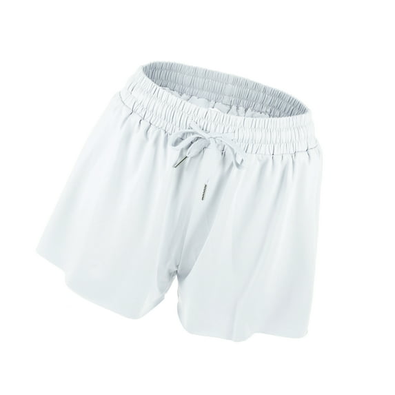 Unique Bargains 1Pcs Women Flowy Running Shorts Casual High Waisted Workout Shorts XL White