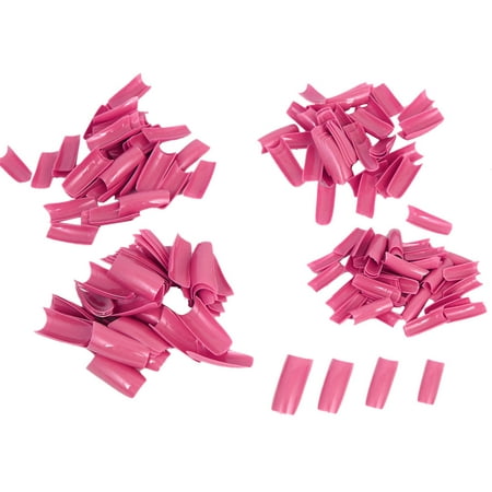 Unique Bargains Women Fuchsia Plastic DIY False Nail Art Decal Stickers Tip Decoration 250 Pcs