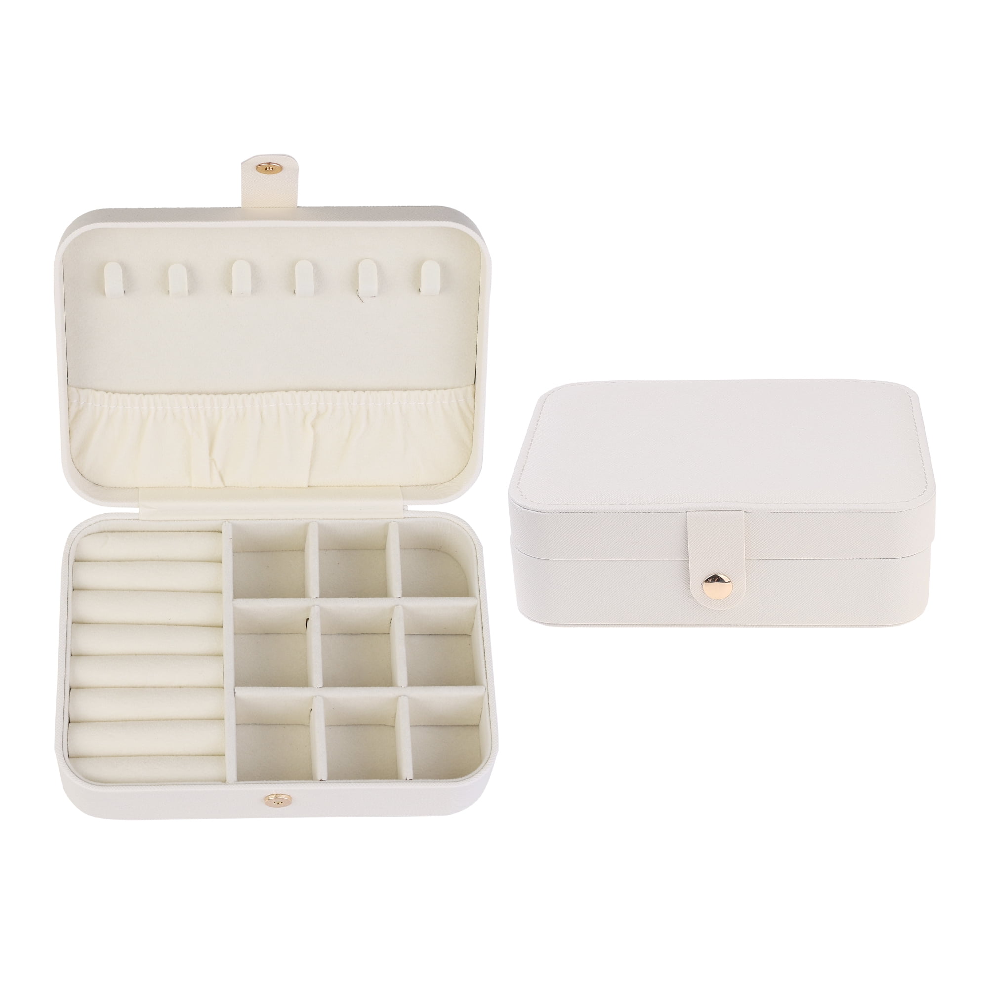 Unique Bargains Women Girls Travel Jewelry Box Small Portable PU Leather Jewelry Case White