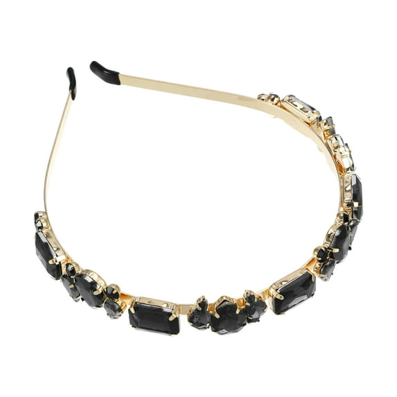 Unique Bargains Women Knotted Headbands Fashion Vintage Thin Rhinestone Metal Headbands Hair Accessories Black Gray