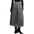 thumbnail image 1 of Unique Bargains Women Metallic Glitter High Waist Flared Plaeted Midi Skirt L Silver, 1 of 6