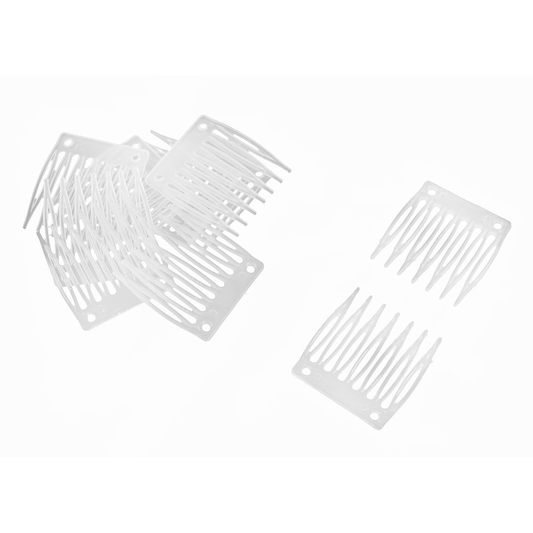 Unique Bargains Women Plastic 7 Teeth Hair Comb Clip Hairdressing Clamp Decor Clear 10pcs