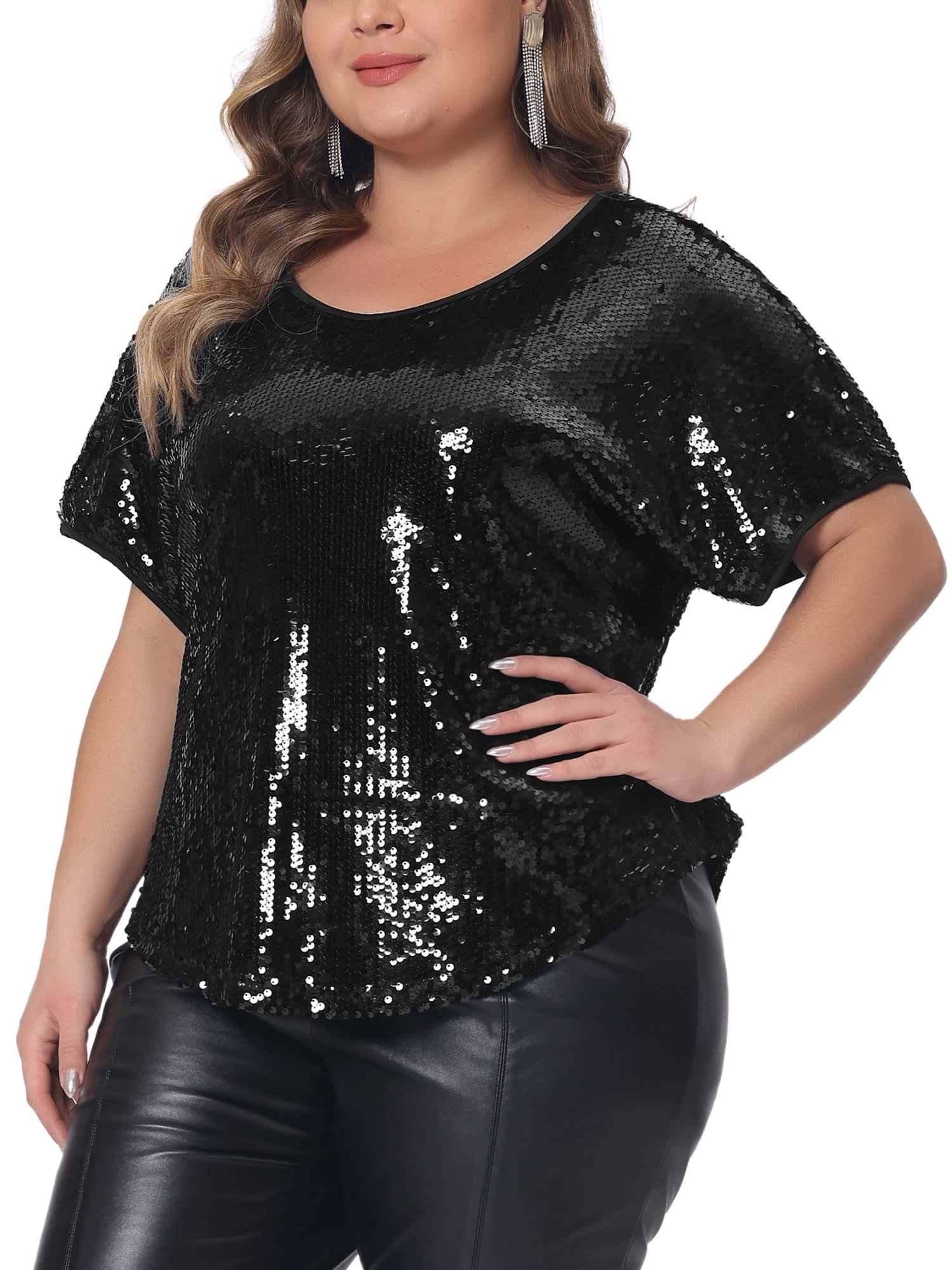 plus size sequin tops