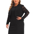 thumbnail image 1 of DARING DIVA Women's Plus Long Sleeve Lace Cropped Cardigans Shrug Bolero Black 2X, 1 of 6