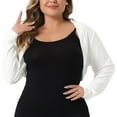 thumbnail image 1 of DARING DIVA Plus Size Long Sleeve Open Front Cropped Cardigans Shrugs 1X White, 1 of 6