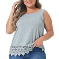 thumbnail image 1 of DARING DIVA Women's Plus Tank Tops Round Neck Swing Lace Panel Flowy Tops 3X Grey, 1 of 6