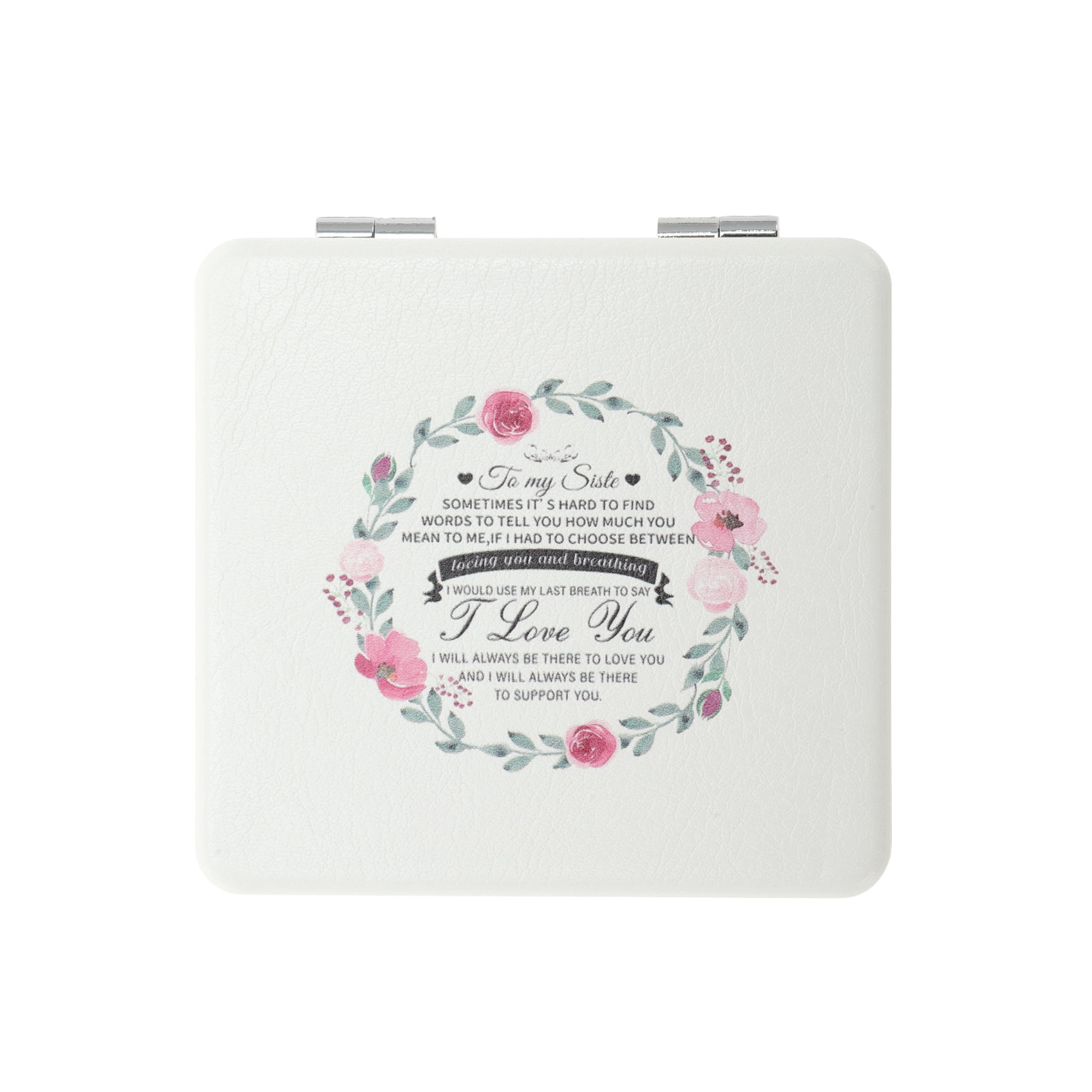 Unique Bargains Women Portable Square Shape Handheld Mirror for Travel White 1 Pc